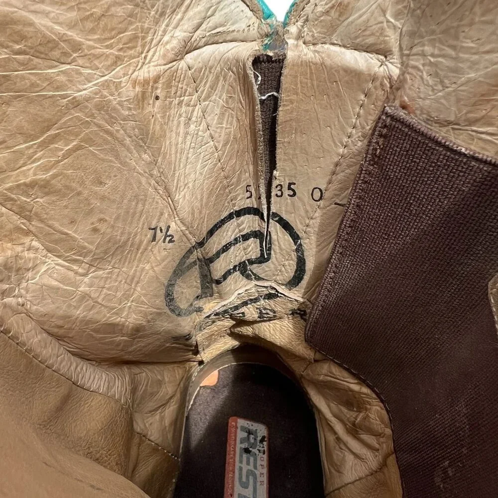 Roper Western Boots Women's Size 7.5 US Arrow Feather Embriodered Tan Leather Th - Picture 12 of 12